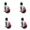 Service Caster 3.5'' SS Red Poly Swivel 1-7/8'' Expanding Stem Caster Set with Brake, 4PK SCC-SSEX20S3514-PPUB-RED-TLB-178-4 - alternate 1